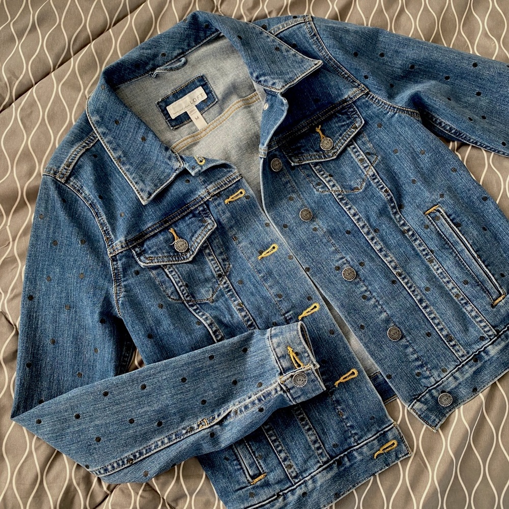 LOFT Polka Dot Denim Jacket
